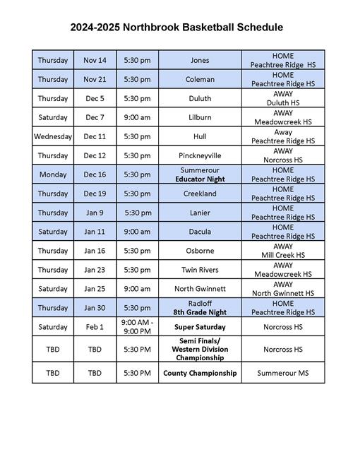basketball schedule