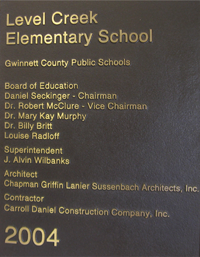 Level creek elementary school plaque 