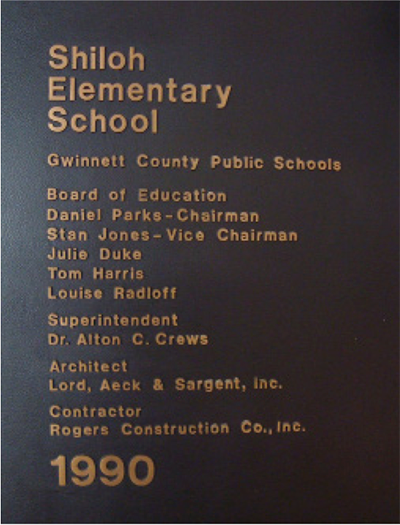 Shiloh elementary school plaque 