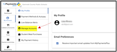 MyPaymentsPlus profile screen