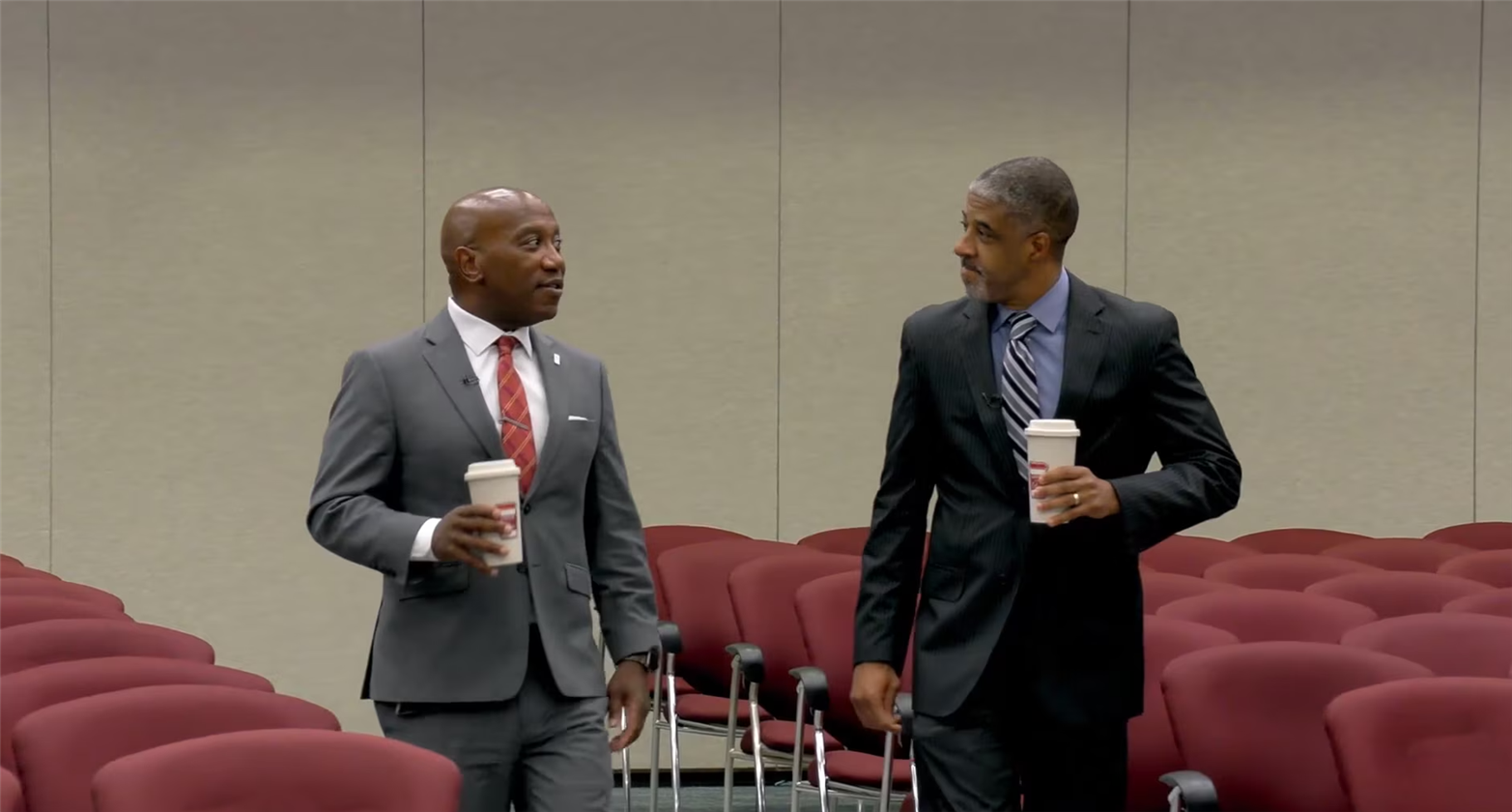  Superintendent Watts speaking with the principle of Berkmar HS. Durrant Williams