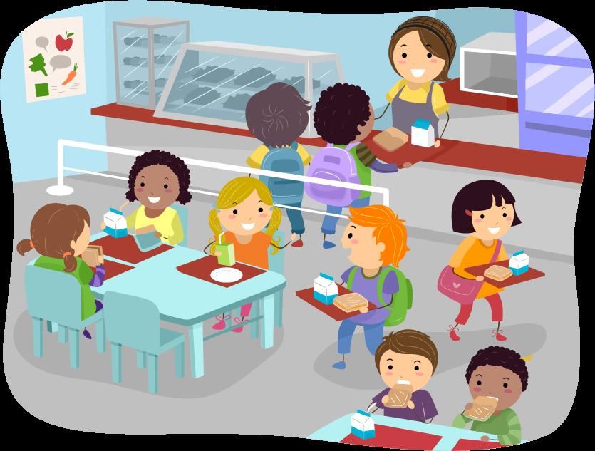 Graphic of students in cafeteria Graphic of students in cafeteria