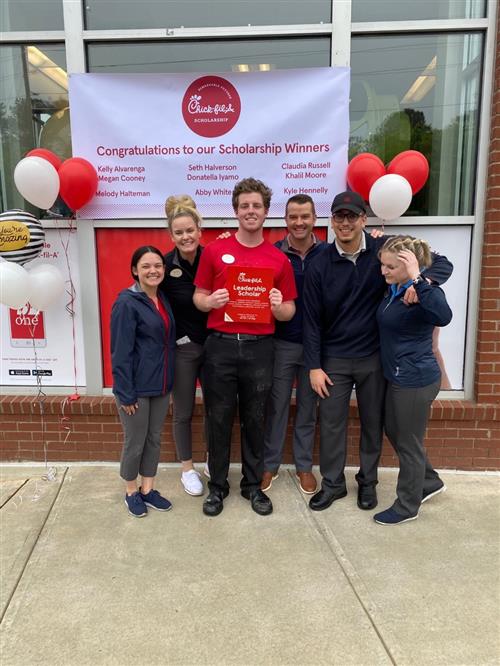Picture of Kyle with his team from Chick-fil-A located on Dacula Road in Dacula, GA.  