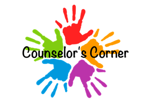 Children's handprint with Counselor's Corner text