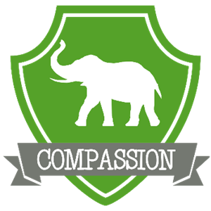 house compassion crest- green elephant 