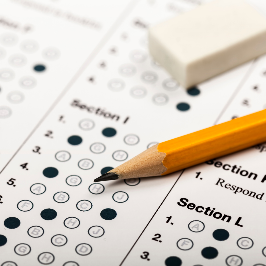 Answer sheet with a pencil
