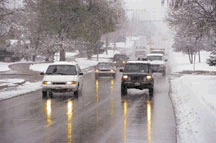 cars on the road during ice conditions